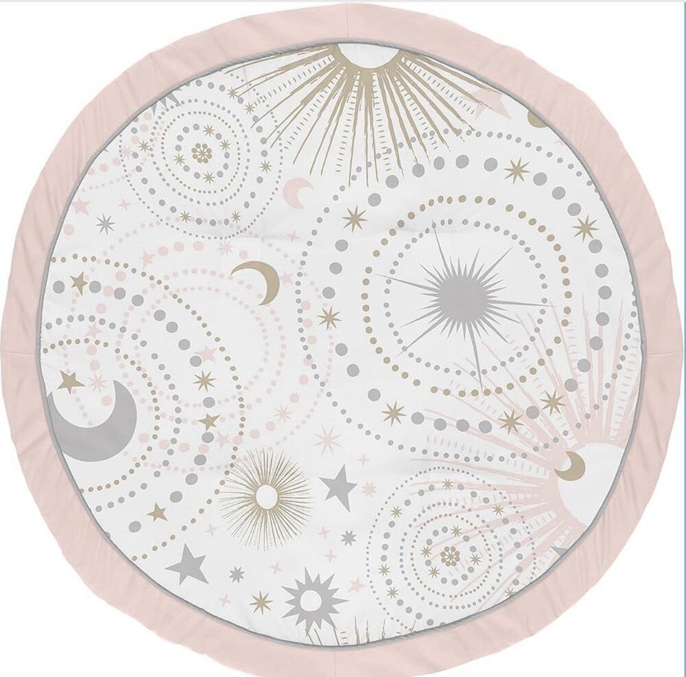 Sweet Jojo Designs Blush Pink Celestial Star Moon Play Tummy Time Mat Baby